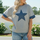 Reach For The Stars Denim Patch Sweatshirt Top