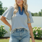 Breezy Stripe Flutter Sleeve Top
