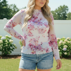 Garden Party Floral Mesh Long Sleeve Top