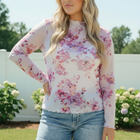 Garden Party Floral Mesh Long Sleeve Top