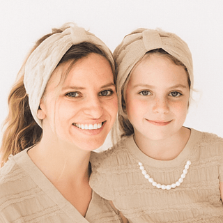 Matching Mommy & Me Ear Warmer Headbands- Beige