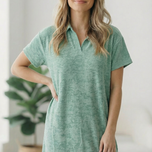 Got Green Light Textured Lounge Dress