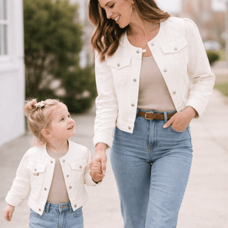 Ivory Cropped Denim Jacket - Child
