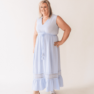 Blue Cotton Maxi Dress - Women