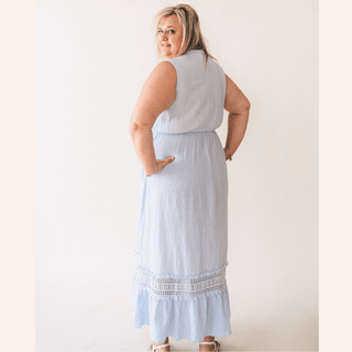 Blue Cotton Maxi Dress - Women