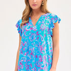Dear Scarlett Lizzy Flutter Sleeve Top in Royal Blue