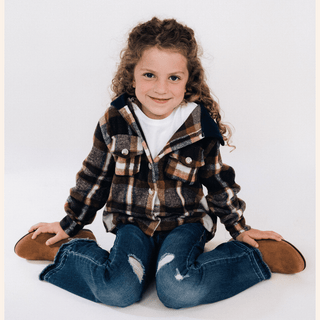 Navy Copper Plaid Flannel - Child