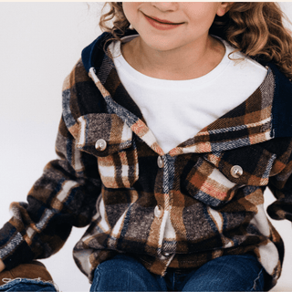Navy Copper Plaid Flannel - Child