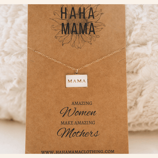 Mama Pendant with White and Gold Necklace