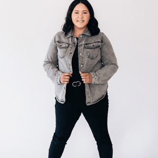 Silver Gray Denim Jacket - Women