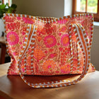SC - Rue Orange Floral Patterned Tote Bag