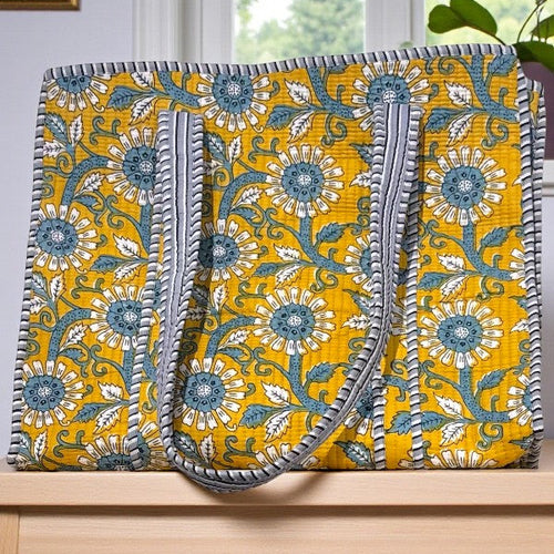 SC - Rourke Yellow Floral Patterned Tote Bag