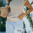 Round Neck Cap Sleeve Sweater