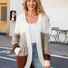 Color Block Open Front Hooded Cardigan