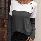 Contrast Round Neck Long Sleeve T-Shirt