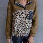Leopard Quarter-Snap Teddy Sweatshirt