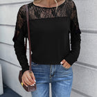 Lace Long Sleeve Round Neck Tee
