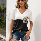 Color Block V-Neck Short Sleeve Tee