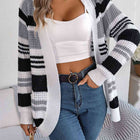 Striped Open Front Long Sleeve Cardigan