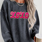 XOXO Sequin Round Neck Dropped Shoulder Sweatshirt