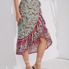 Tie Waistband Flounce Hem Midi Skirt