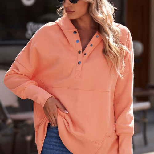 Quarter-Snap Dropped Shoulder Hoodie