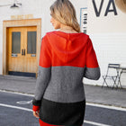 Color Block Open Front Hooded Cardigan