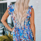 Abstract Print Ruffle Shoulder Top