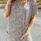 Animal Print Round Neck Tunic Tee with Pockets
