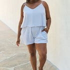 Culture Code Let It Happen Full Size Double Flare Striped Romper in Cobalt Blue