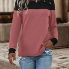 Contrast Buttoned Round Neck Long Sleeve T-Shirt