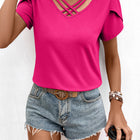 Strappy V-Neck Petal Sleeve Top