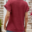 Textured Petal Sleeve Round Neck Tee