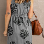 Printed Button Down Sleeveless Dress