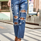 Distressed Buttoned Jeans with Pockets