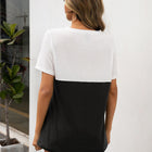 Color Block V-Neck Short Sleeve Tee