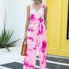 Tie-Dye Tie Waist Sleeveless Jumpsuit