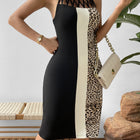 Leopard Color Block Cutout Sleeveless Knee-Length Dress