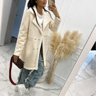 Lapel Collar Exposed Seam Buttoned Coat