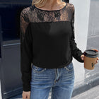 Lace Long Sleeve Round Neck Tee