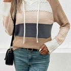 Color Block Drawstring Hooded Sweater