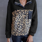 Leopard Quarter-Snap Teddy Sweatshirt