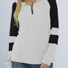 Waffle-Knit Raglan Sleeve Zipper Front Hoody