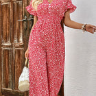Printed Tie Back Ruffled Jumpsuit