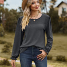 Round Neck Puff Sleeve Blouse