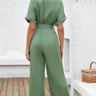 Tie Waist Surplice Wide Leg Jumpsuit