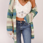 Full Size Striped Long Sleeve Openwork Cardigan