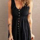 Sleeveless Button Down Mini Dress