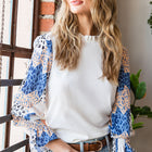 Leopard Flounce Sleeve Frill Neck Blouse