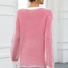 Striped Round Neck Long Sleeve Knit Top